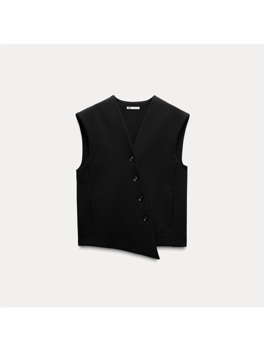 Zara Black Asymmetric Button Vest